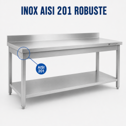 Stainless Steel Table 1600x600 mm with Backsplash and Lower Shelf