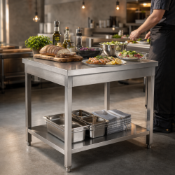 Edelstahltisch 800x600 mm mit Unterregal — Pro