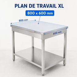 Edelstahltisch 800x600 mm mit Unterregal — Pro