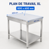 Tafel Inox 800x600 mm met Onderste Plank — Pro