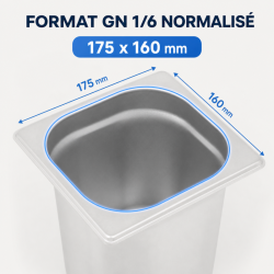 Bac Gastro GN 1/6 Inox Diepte 200 mm - 3,4 L