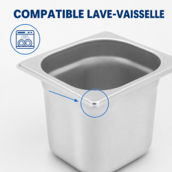 Bac Gastro GN 1/6 Inox Diepte 200 mm - 3,4 L
