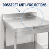 RVS Tafel 800x700 mm Achterwand en Onderste Plank