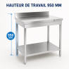 RVS Tafel 800x700 mm Achterwand en Onderste Plank