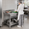 Edelstahltisch 1400x700 mm Rückwand und Unterregal