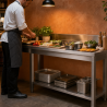 Inox tafel 1400x700 mm Achterwand en Onderste Plank