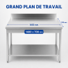 Table Inox 1400x700 mm Dosseret et Étagère Basse