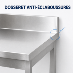 Edelstahltisch 1400x700 mm Rückwand und Unterregal