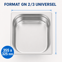Bac Gastro GN 2/3 Inox 9 L - Diepte 100 mm