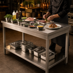 Table Inox 1600 x 600 mm avec Étagère Basse — AISI 201