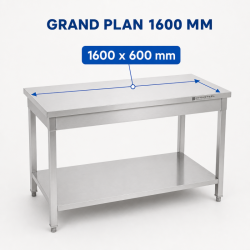 Stainless Steel Table 1600 x 600 mm with Lower Shelf — AISI 201