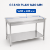 Tafel Inox 1600 x 600 mm met Onderste Plank — AISI 201
