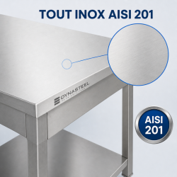 Table Inox 1600 x 600 mm avec Étagère Basse — AISI 201