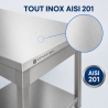 Table Inox 1600 x 600 mm avec Étagère Basse — AISI 201