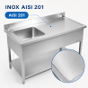 Edelstahlspüle 1 Becken Abtropffläche rechts - L 1000 x T 600 mm