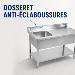 Stainless Steel Sink 1 Basin Right Drainer - L 1000 x D 600 mm