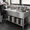 Plonge Inox 1 Bak 1200x600 mm, Afdruiprek Rechts, Achterwand