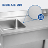 Plonge Inox 1 Bak 1200x600 mm, Afdruiprek Rechts, Achterwand