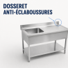 Plonge Inox 1 Bak 1200x600 mm, Afdruiprek Rechts, Achterwand