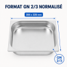 Bac Gastro GN 2/3 Inox 65 mm 5,5 L — Bac Gastronorm Pro
