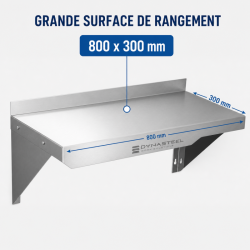Stainless Steel Wall Shelf 800 x 300 mm with Backsplash