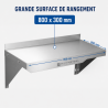 Wandregal Edelstahl 800 x 300 mm mit Aufkantung