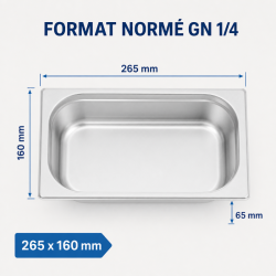 Gastro GN 1/4 Stainless Steel Pan — Depth 65 mm — 1.8 L