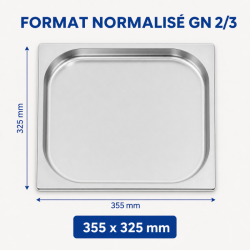 Bac Gastro GN 2/3 Inox — Diepte 20 mm, 1,35 L
