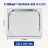 Bac Gastro GN 2/3 Inox — Diepte 20 mm, 1,35 L