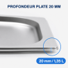 Bac Gastro GN 2/3 Inox — Diepte 20 mm, 1,35 L