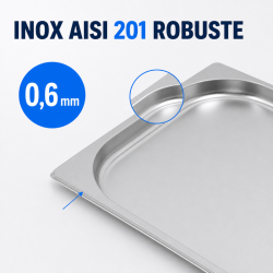 Bac Gastro GN 2/3 Inox — Diepte 20 mm, 1,35 L