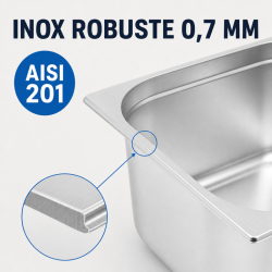 Bac Gastro GN 2/3 Inox 13 L - Diepte 150 mm