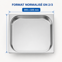 Bac Gastro GN 2/3 Inox — 40 mm, 3 L, Vaatwasser