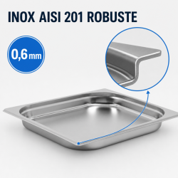 Bac Gastro GN 2/3 Inox — 40 mm, 3 L, Lave-Vaisselle