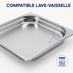 Bac Gastro GN 2/3 Inox — 40 mm, 3 L, Lave-Vaisselle