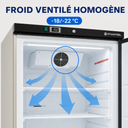 Edelstahl-Gefrierschrank 510 L Belüftet -18/-22 °C