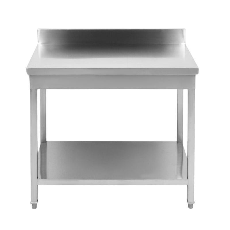 Edelstahltisch 1400x700 mm Rückwand und Unterregal