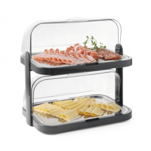 Vitrine Buffet with Sliding Lid UNIQ - 2 Trays - Black - HENDI