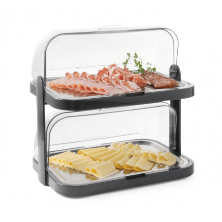 Vitrine Buffet mit Schiebedeckel - 2 Tabletts - HENDI