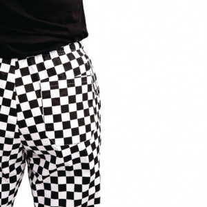 Easyfit Kitchen Pants in White and Black Checkered - Size M - Whites Chefs Clothing - Fourniresto