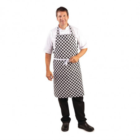 Tablier Bavette À Carreaux Noirs Et Blancs 970 X 710 Mm  - Whites Chefs Clothing - Fourniresto