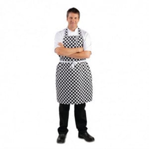 Latzschürze mit schwarz-weißem Karomuster 970 x 710 mm - Whites Chefs Clothing - Fourniresto