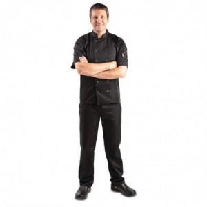 Zwarte uniseks korte mouwen Vegas koksbuis - maat Xs - Whites Chefs Clothing - Fourniresto