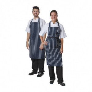 Schort met strepen zonder zak marineblauw en wit 965 x 710 mm - Whites Chefs Clothing - Fourniresto