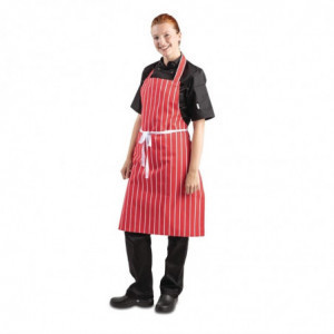 Schort met strepen rood en wit 710 x 970 mm - Whites Chefs Clothing - Fourniresto