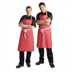 Schort met strepen rood en wit 710 x 970 mm - Whites Chefs Clothing - Fourniresto