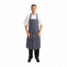 Schürze mit Latz und Tasche, gestreift in Marineblau und Weiß, 965 x 710 mm - Whites Chefs Clothing - Fourniresto