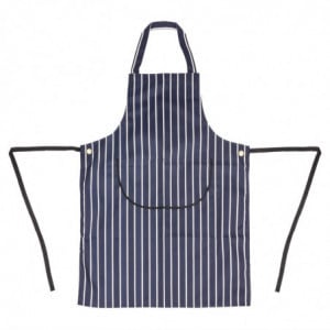 Schort met zak en strepen in marineblauw en wit 965 x 710 mm - Whites Chefs Clothing - Fourniresto