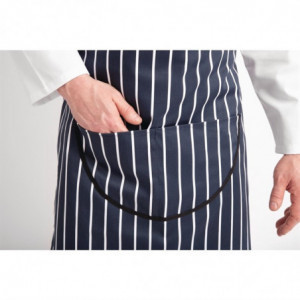 Schort met zak en strepen in marineblauw en wit 965 x 710 mm - Whites Chefs Clothing - Fourniresto