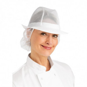 Witte Trilby hoed met gaas - Maat L 590 mm - FourniResto - Fourniresto